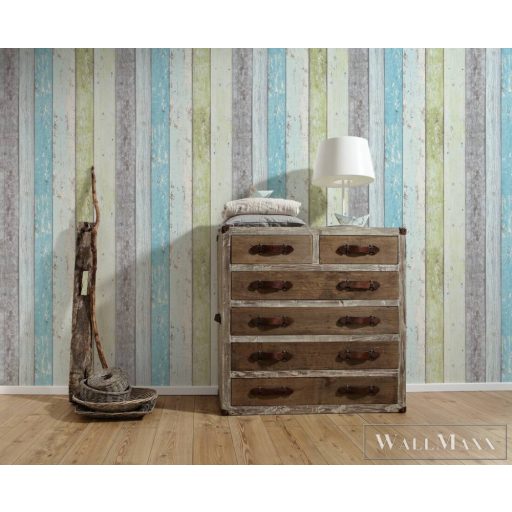 AS CREATION Elements 85507-7 kék deszka térhatású tapéta