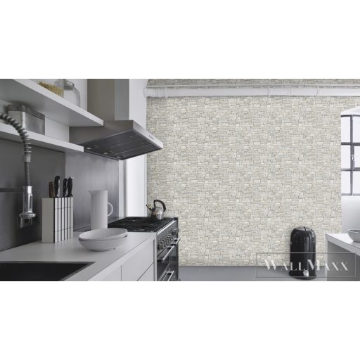 Rasch Bricks & Wood II 859126 bézs, törtfehér Kő-mintás Elegáns vlies tapéta