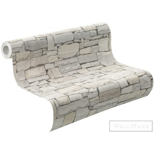 Rasch Bricks & Wood II 859126 bézs, törtfehér Kő-mintás Elegáns vlies tapéta