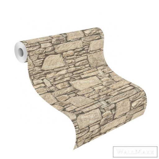 Rasch Bricks & Wood II 863017 barna Kő-mintás Elegáns vlies tapéta