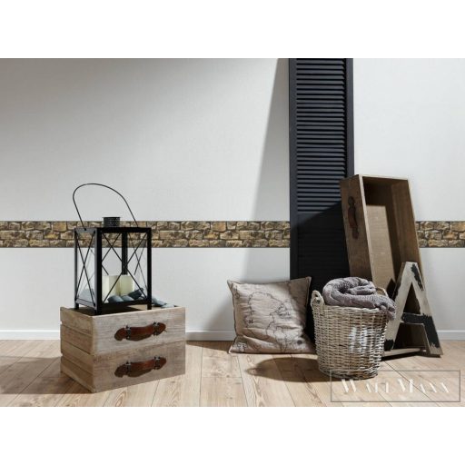 AS CREATION Only Borders 11 90581-9 bézs, sötét, sárga Tégla mintás Térhatású öntapadós bordűr