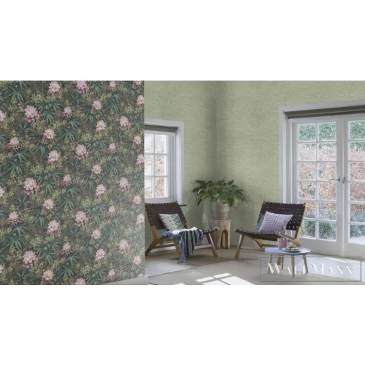 RASCH Axiom 915938 zöld textil mintás uni XXL tapéta