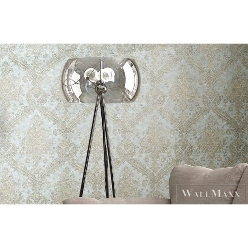 964721 kékes háttér, arany színű minta