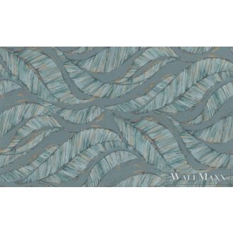   RASCH Ascona 979077 kék levél mintás szofisztikált XXL tapéta