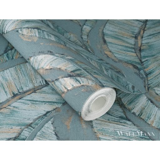 RASCH Ascona 979077 kék levél mintás szofisztikált XXL tapéta