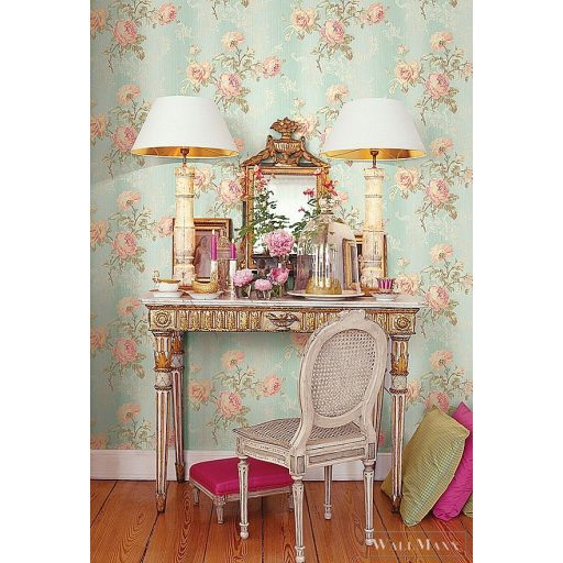 KT-EXCLUSIVE AnnaBelle AK40302 türkíz rózsa mintás barokk tapéta