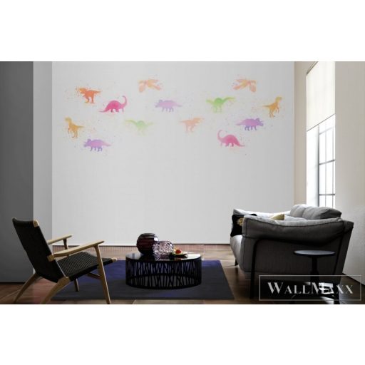 AS CREATION DesignWalls 2 DD123615 zöld, narancssárga, rózsaszín Dinó mintás Grafikus vlies digitális panel