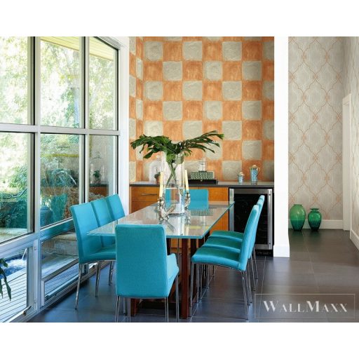 SEABROOK Majorca MC71306 narancs sárga kockás klasszikus tapéta