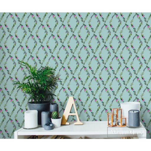 ICH La Tapicera WP172031 világoskék flamingó mintás grafikai tapéta