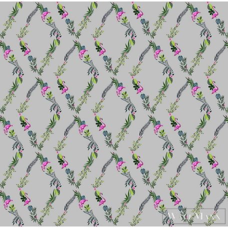 ICH La Tapicera WP172033 ezüst flamingó mintás grafikai tapéta