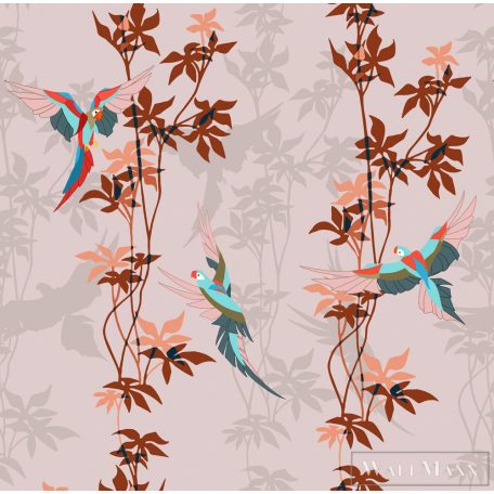ICH La Tapicera WP172052 rózsaszín papagáj mintás grafikai tapéta