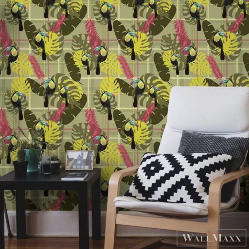 ICH La Tapicera WP181021 színes tukán mintás grafikai tapéta