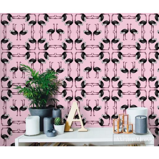 ICH La Tapicera WP181052 rózsaszín strucc mintás grafikai tapéta