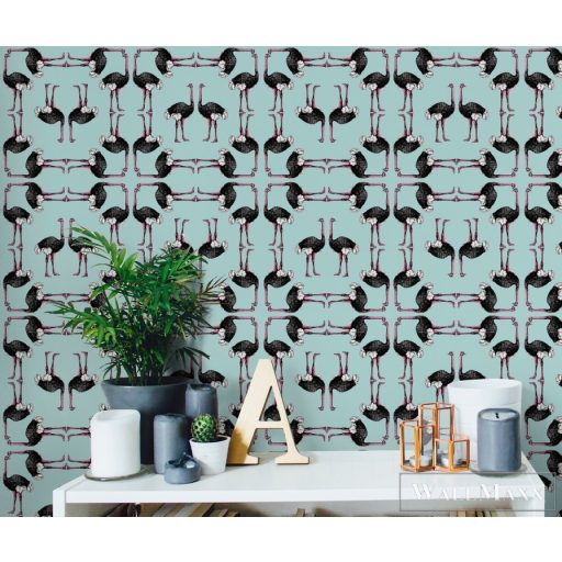 ICH La Tapicera WP181053 világoskék strucc mintás grafikai tapéta