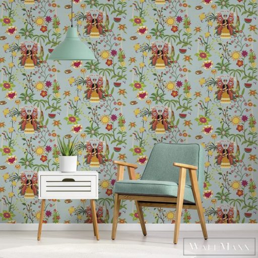 ICH La Tapicera WP182071 világoskék kert mintás grafikai tapéta