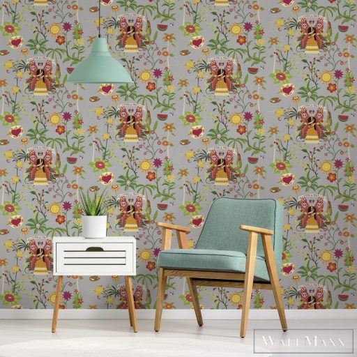 ICH La Tapicera WP182073 ezüst kert mintás grafikai tapéta