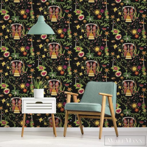 ICH La Tapicera WP182074 fekete kert mintás grafikai tapéta