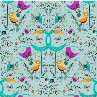   ICH La Tapicera WP182081 világoskék vagány madár mintás grafikai tapéta