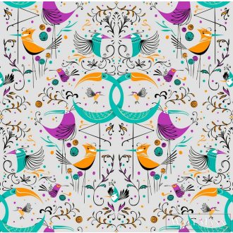   ICH La Tapicera WP182083 ezüst vagány madár mintás grafikai tapéta