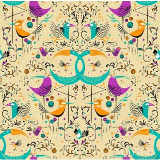   ICH La Tapicera WP182084 sárga vagány madár mintás grafikai tapéta