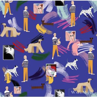   ICH La Tapicera WP191012 sötétkék picasso mintás grafikai tapéta