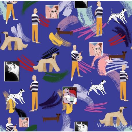 ICH La Tapicera WP191012 sötétkék picasso mintás grafikai tapéta