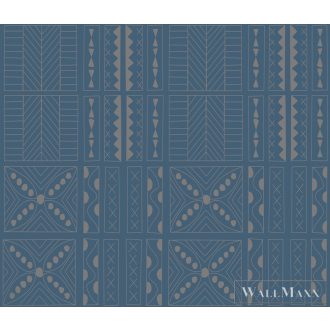   ICH La Tapicera WP191023 kék mahori mintás grafikai tapéta