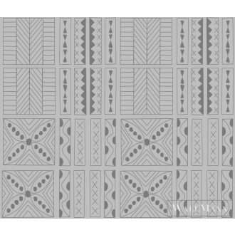   ICH La Tapicera WP191024 ezüst mahori mintás grafikai tapéta