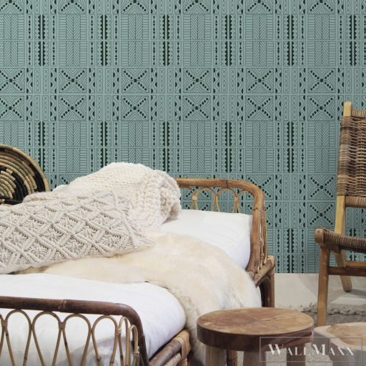 ICH La Tapicera WP191025 zöld mahori mintás grafikai tapéta