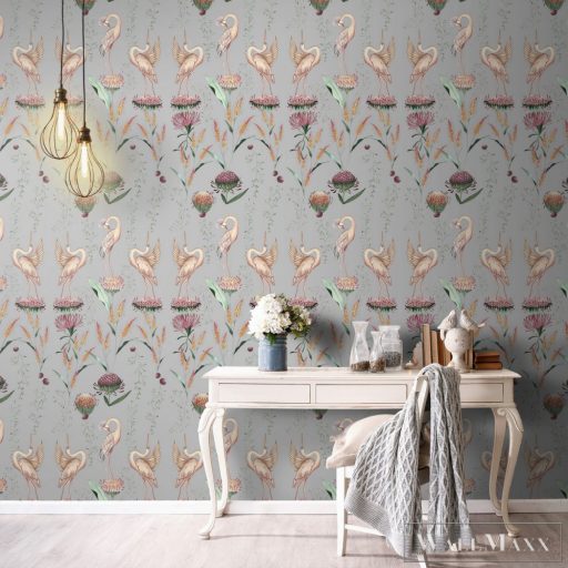 ICH La Tapicera WP191063 bézs gólya mintás grafikai tapéta