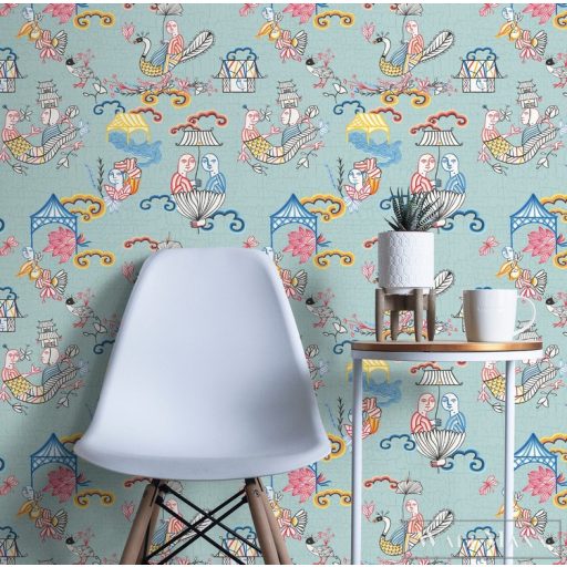 ICH La Tapicera WP191071 világoskék kínai mintás grafikai tapéta