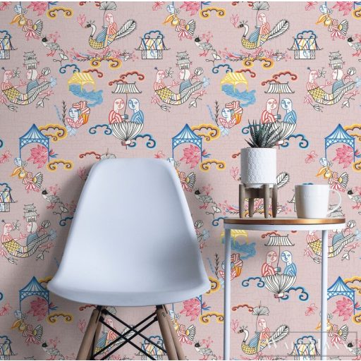 ICH La Tapicera WP191072 rózsaszín kínai mintás grafikai tapéta