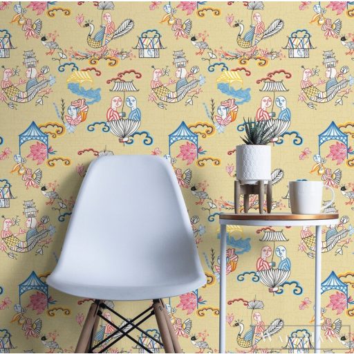ICH La Tapicera WP191074 sárga kínai mintás grafikai tapéta