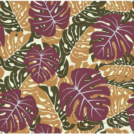 ICH La Tapicera WP192113 bordó filodendron mintás grafikai tapéta